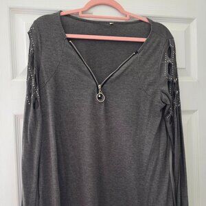 Uptown gray knit blouse